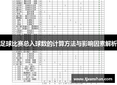 足球比赛总入球数的计算方法与影响因素解析